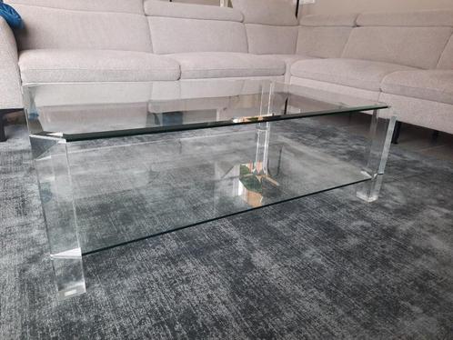Glazen salontafel, Huis en Inrichting, Tafels | Salontafels, Gebruikt, Minder dan 50 cm, 50 tot 100 cm, 100 tot 150 cm, Rechthoekig