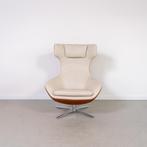 1x Leolux Caruzzo PLUS Fauteuil + Voetenbank Wit/Cognac Leer, Huis en Inrichting, Niet ingevuld, Niet ingevuld, 75 tot 100 cm