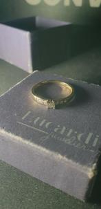 Te koop: 14 karaat gouden ring met 7 diamanten – maat 17.5, Ophalen of Verzenden, Zo goed als nieuw, 17 tot 18, Dame