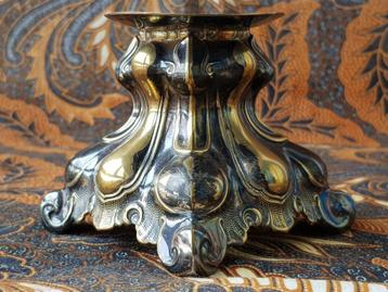 Mooie antieke silverplate kandelaar uit Engeland 9,5 cm. beschikbaar voor biedingen