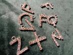 9 strass letters als hangers nr ha 0145, Hobby en Vrije tijd, Kralen en Sieraden maken, Ophalen of Verzenden, Nieuw, Hanger