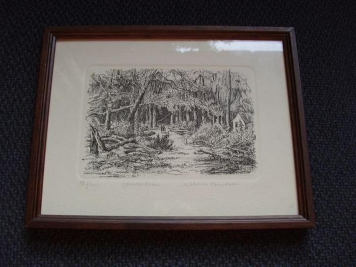 Warner Hemstede prenten ( gesigneerd ) De Groninger Ploeg, Antiek en Kunst, Kunst | Etsen en Gravures, Ophalen