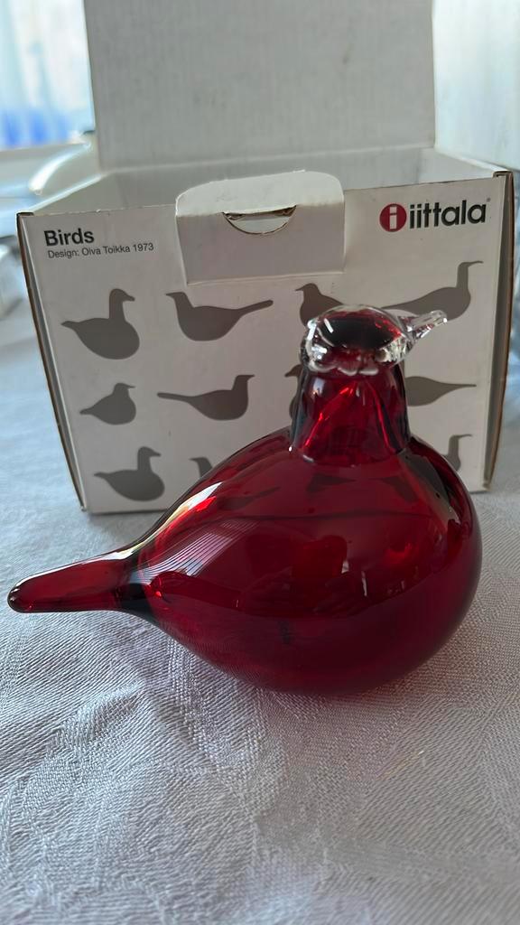Vogel Oiva Toikka Rood glazen vogeltje Conditie perfect, Antiek en Kunst, Antiek | Glas en Kristal, Verzenden