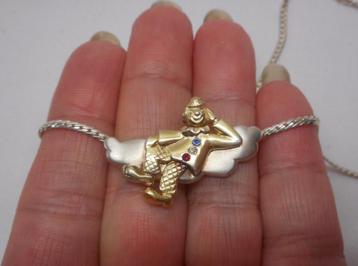 Zilveren ketting met vaste hanger bicolor nr.1237 beschikbaar voor biedingen