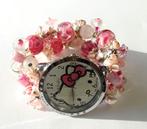 Roze Hello Kitty horloge met HK bedels en glaskralen, Nieuw, Meisje, Ophalen of Verzenden, Roze