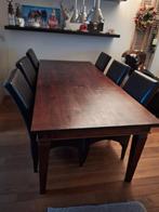 Teakhouten eettafel met 6 stoelen + reserve stoel, Ophalen, Teakhout, 200 cm of meer, 50 tot 100 cm
