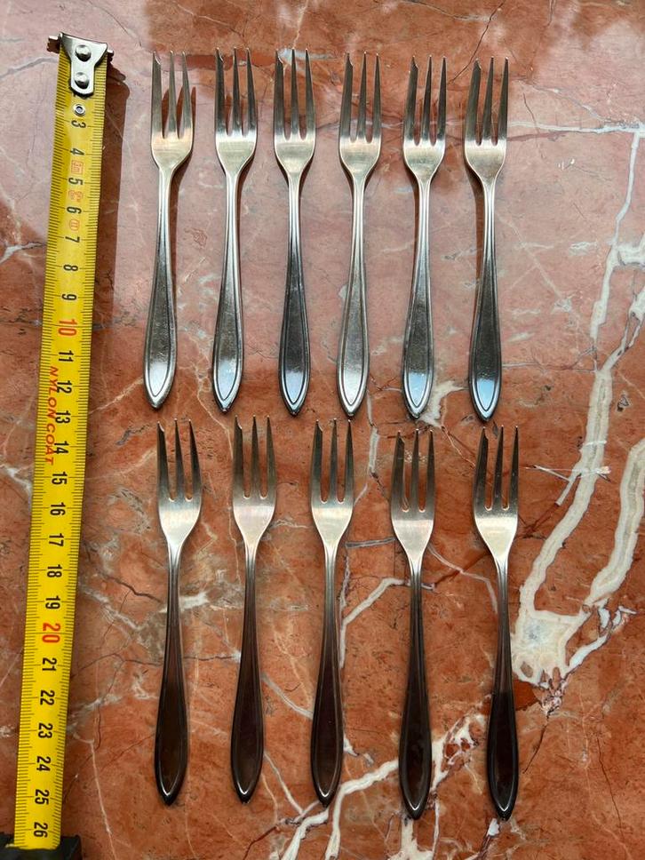 Vitage set 11 Gebaksvorkjes KELTUM verzilverd, Antiek en Kunst, Antiek | Bestek, Ophalen of Verzenden