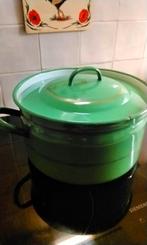 Groen Reseda grote groene emaille pan., Antiek en Kunst, Ophalen of Verzenden