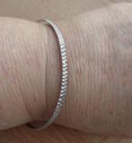 zilveren bewerkte dunne slavenarmband [309], Verzenden, Zo goed als nieuw, Zilver, Zilver