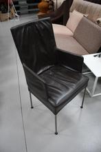 50 luxe eetkamerstoelen HVS donkerbruin echt leer design, Ophalen, Gebruikt, Metaal, Vijf, Zes of meer stoelen