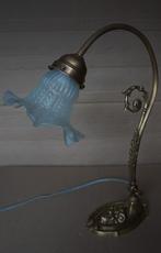 Schemerlamp van brons met glazen kapje, Antiek en Kunst, Verzenden
