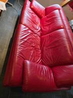Rode leren bank / sofa, Ophalen, Gebruikt, Rechte bank, Modern