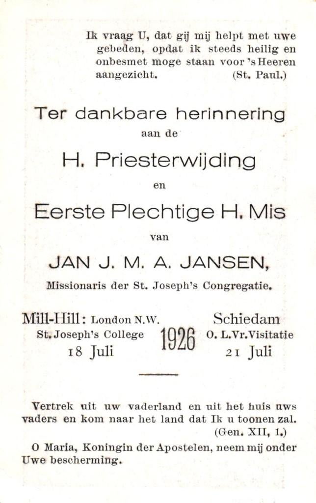 Jansen Jan London 1926 Schiedam, Ophalen of Verzenden