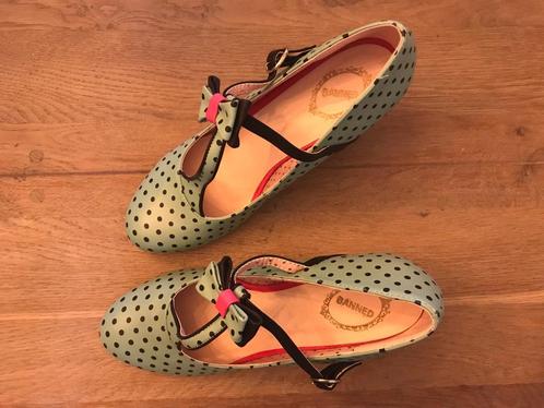 TOPVINTAGE VINTAGE BANNED RETRO SCHOENEN PUMPS MARY-JANE 40, Kleding | Dames, Schoenen, Nieuw, Pumps, Groen, Ophalen of Verzenden