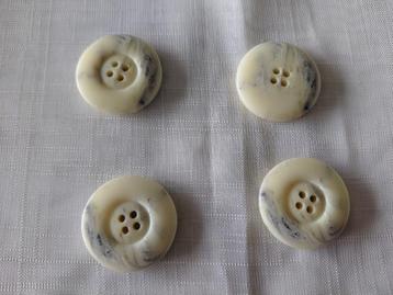Ivoor kleur gemêleerde knopen, kunststof, ø 28 mm, 4 stuks beschikbaar voor biedingen