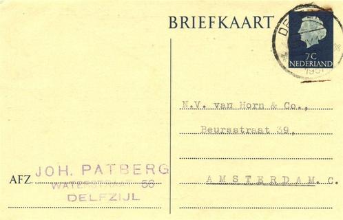Joh. Patberg, Delfzijl - 04.1957 - briefkaart, Postzegels en Munten, Brieven en Enveloppen | Nederland, Briefkaart, Ophalen of Verzenden