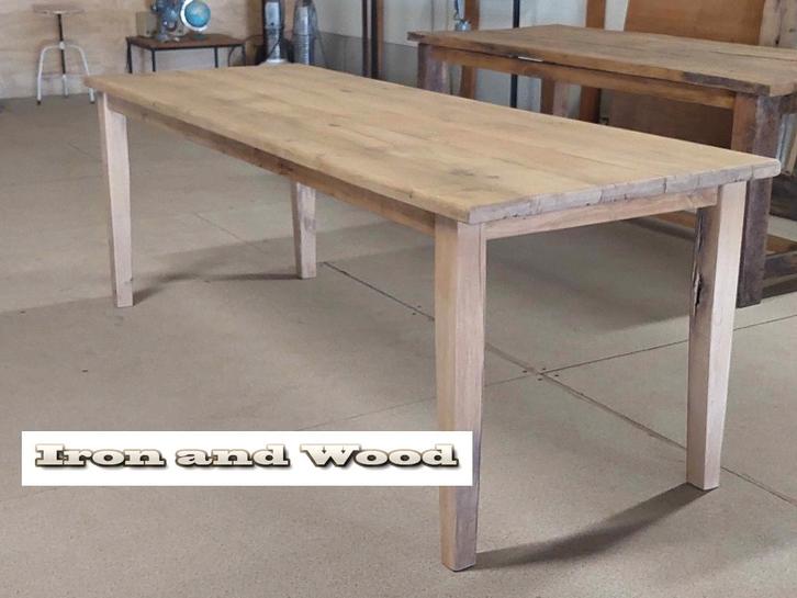 Maatwerk tafel -  oude eiken wagonplanken / wagondelen, Antiek en Kunst, Antiek | Keukenbenodigdheden, Ophalen