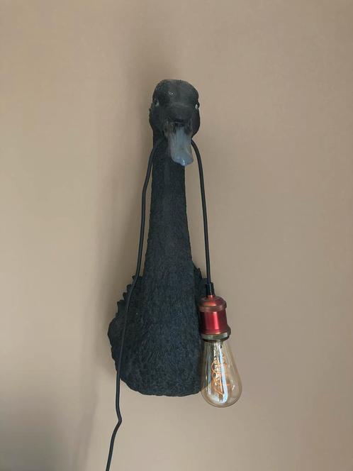 Wandlamp zwaan - zwart, Huis en Inrichting, Lampen | Wandlampen, Zo goed als nieuw, Ophalen of Verzenden