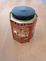 Blik met Chinees motief deksel zwart achthoekig rood, Ophalen of Verzenden, Gebruikt, Thee