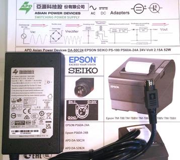 APD DA-50C24 EPSON SEIKO PS-180 STAR 24V 2.1A 52W AC Adapter beschikbaar voor biedingen