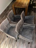 4 leren eetkamerstoelen op wieltjes, Huis en Inrichting, Ophalen