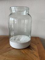 Grote glazen pot met zand, Wit, Ophalen of Verzenden, Minder dan 50 cm, Glas