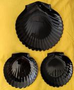 Arcoroc France: schelp borden, zwart, Ophalen of Verzenden
