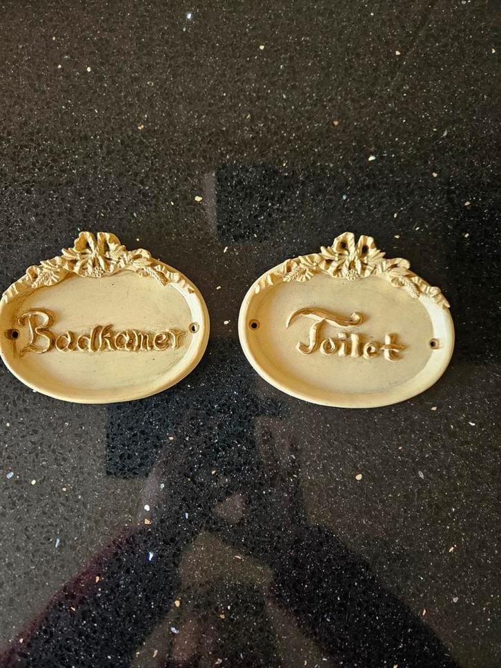 Badkamer & WC Bordjes - Vintage Stijl, Huis en Inrichting, Woonaccessoires | Wanddecoraties, Gebruikt, Ophalen