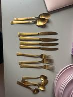 Incompleet Hema Bestek - Gouden Look, Ophalen of Verzenden, Gebruikt, Rvs of Chroom, Los bestek