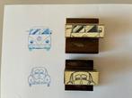 Stempel Volkswagen Bril en stempel VW spijlbus, Hobby en Vrije tijd, Stempelen, Ophalen, Gebruikt, Houten stempel