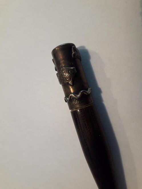 ZEER BIJZONDER ANTIEK HOUTEN SIGARETTENPIJPJE met  ZILVER, Antiek en Kunst, Antiek | Goud en Zilver, Zilver, Ophalen of Verzenden