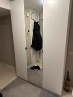 Witte kledingkast met spiegeldeuren, Kunststof, 100 tot 150 cm, Ophalen of Verzenden, Zo goed als nieuw