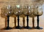 6 Luminarc wijnglazen/ portglazen Swirl rookglas zwarte voet, Glas of Glazen, Ophalen of Verzenden, Overige stijlen, Glas