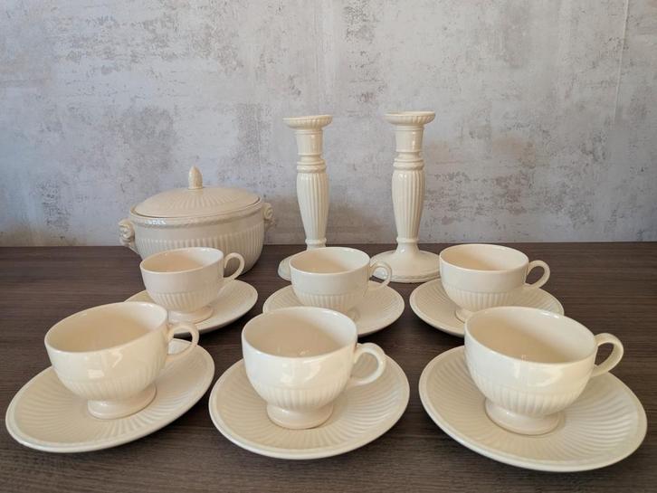 Wedgwood Crème Servies - Prachtig!, Huis en Inrichting, Keuken | Servies, Gebruikt, Kop(pen) en/of Schotel(s), Wedgwood, Porselein