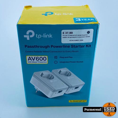 TP-Link TL-PA4010P KIT-AV500 Powerline adapter met geïntegre, Computers en Software, Netwerk switches, Zo goed als nieuw