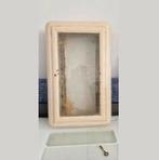 Antiek metalen kastje met glasplaatjes, Minder dan 50 cm, Gebruikt, Ophalen of Verzenden, Minder dan 100 cm