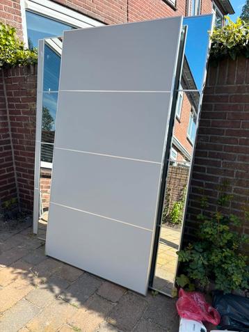 Ikea schuideuren paxkast 200x200 2x spiegel 2x eiken/wit 