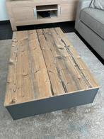 Houten salontafel met bergruimte en verhoging, Ophalen, Gebruikt, 50 tot 100 cm, 100 tot 150 cm