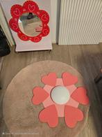 Roze Plafondlamp hartjes en roze spiegel bloem meidenkamer, Ophalen of Verzenden, Zo goed als nieuw, Spiegel