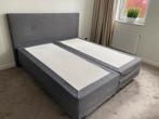 Grijze Tweepersoons Boxspring Lits Jumeaux, Ophalen, Tweepersoons, Zo goed als nieuw, 200 cm