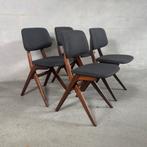 Set van 4 Louis van Teeffelen “Scissor” Stoelen gerenoveerd, Huis en Inrichting, Stoelen, Hout, Ophalen of Verzenden, Zo goed als nieuw