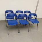 Set 6x kunststof klapstoelen - blauw ``afgeprijsd``, Huis en Inrichting, Stoelen, Vijf, Zes of meer stoelen, Blauw, Metaal, Gebruikt