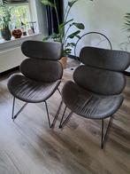 2 Industriele Fauteuils Antraciet, Huis en Inrichting, Stoelen, Ophalen, Gebruikt, Twee, Metaal