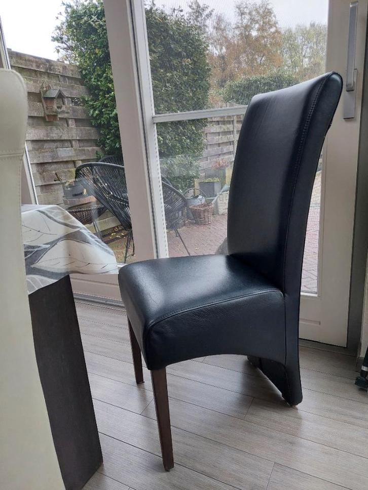 Eetkamerstoelen zwart, bruin, wit, Huis en Inrichting, Stoelen, Gebruikt, Vijf, Zes of meer stoelen, Leer, Zwart, Ophalen