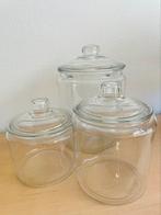 Set glazen voorraadpotten, Ophalen, Zo goed als nieuw, Glas, Pot, Bus of Blik