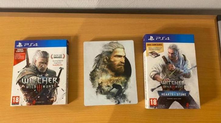 The witcher wild 3 hunt + steelbook + expansion pack, Spelcomputers en Games, Games | Sony PlayStation 4, Zo goed als nieuw, Avontuur en Actie