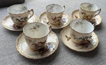 Royal Worcester porselein 1892 Charles Baldwyn 5 kop+schotel beschikbaar voor biedingen