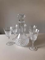 Karaf met 5 bijbehorende wijnglazen Kristal, Ophalen, Glas, Overige stijlen, Glas of Glazen