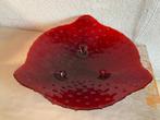 Retro vintage rood bobbels glazen schaal fruitschaal design, Huis en Inrichting, Woonaccessoires | Schalen en Manden, Schaal, Rond