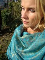 Nieuwe katoenen sjaal met print turquoise 92x92 cm, Kleding | Dames, Mutsen, Sjaals en Handschoenen, Ophalen of Verzenden, Nieuw